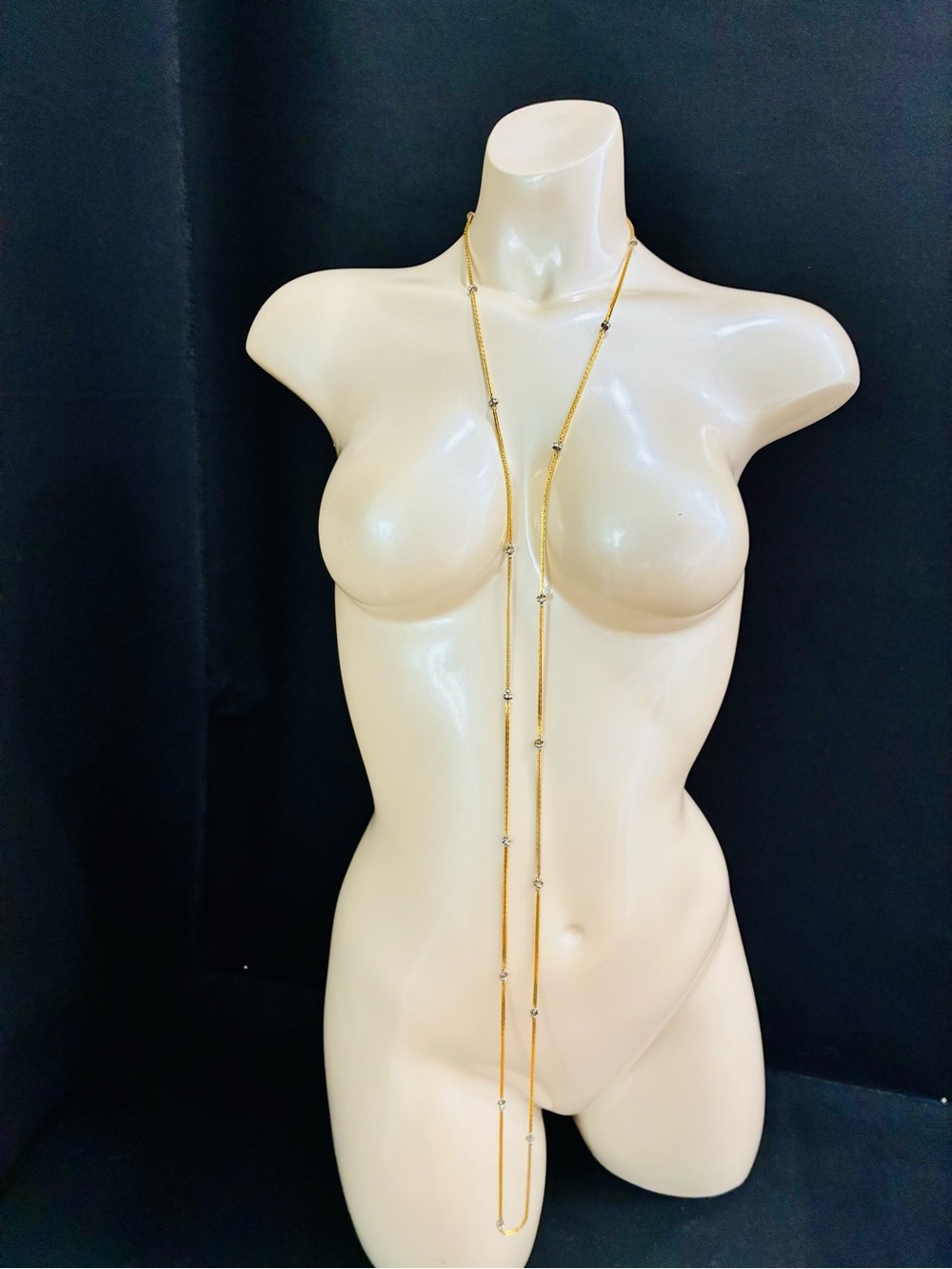 VTG Les Bernard Co. Flapper Gold Necklace Silver Bling Accents - Women's Jewelry